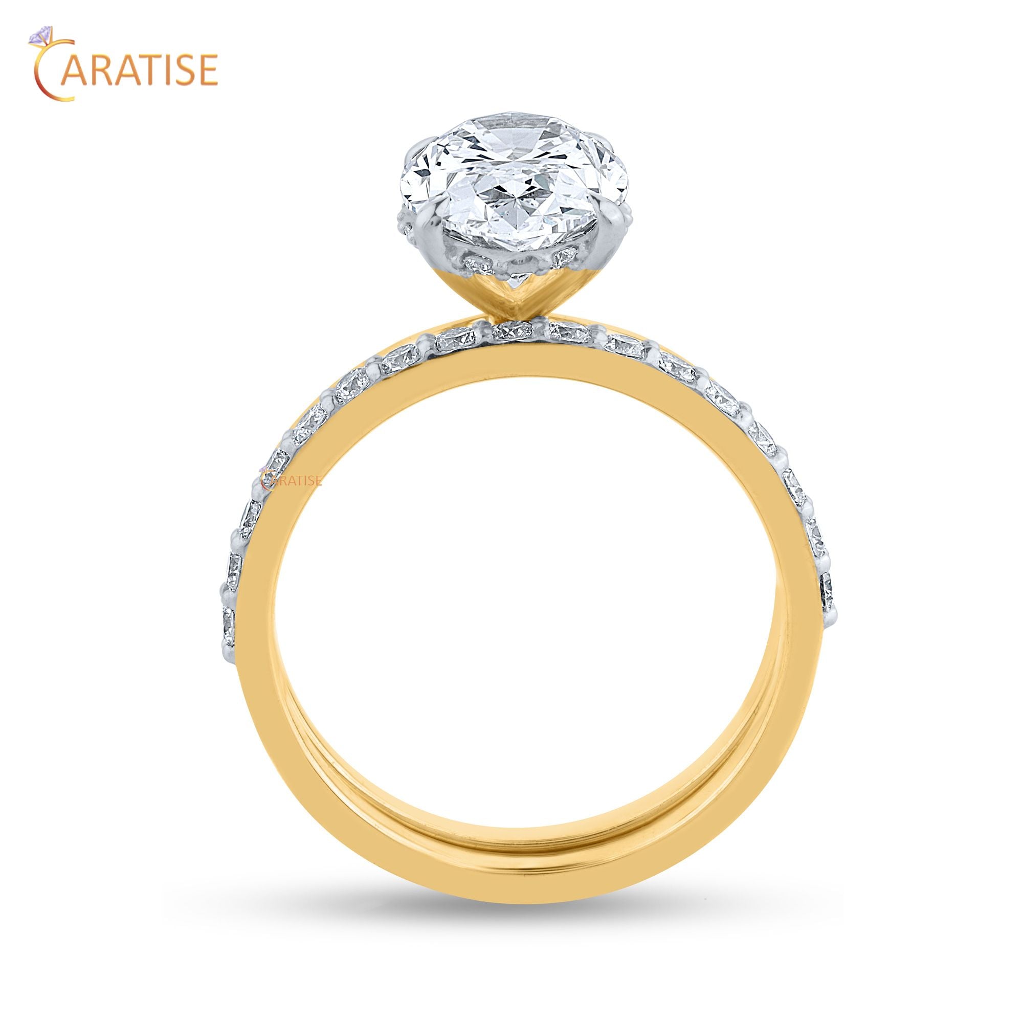 2.48 TDW Oval & Round Cut Moissanite Diamond Ring | 925 Silver