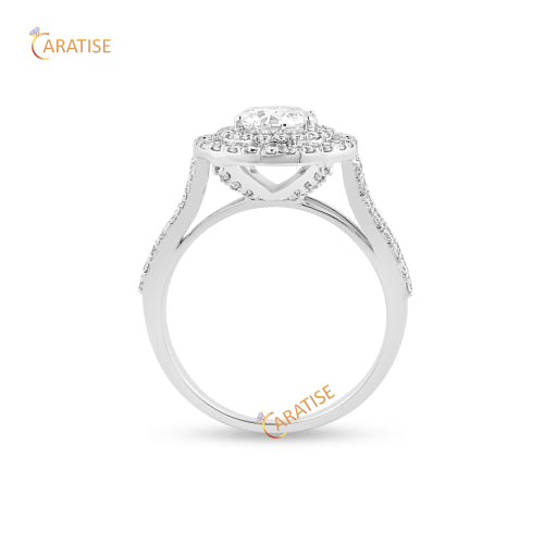 1.78 TDW Round Cut Moissanite Diamond Ring With Halo Pattern 925 Silver