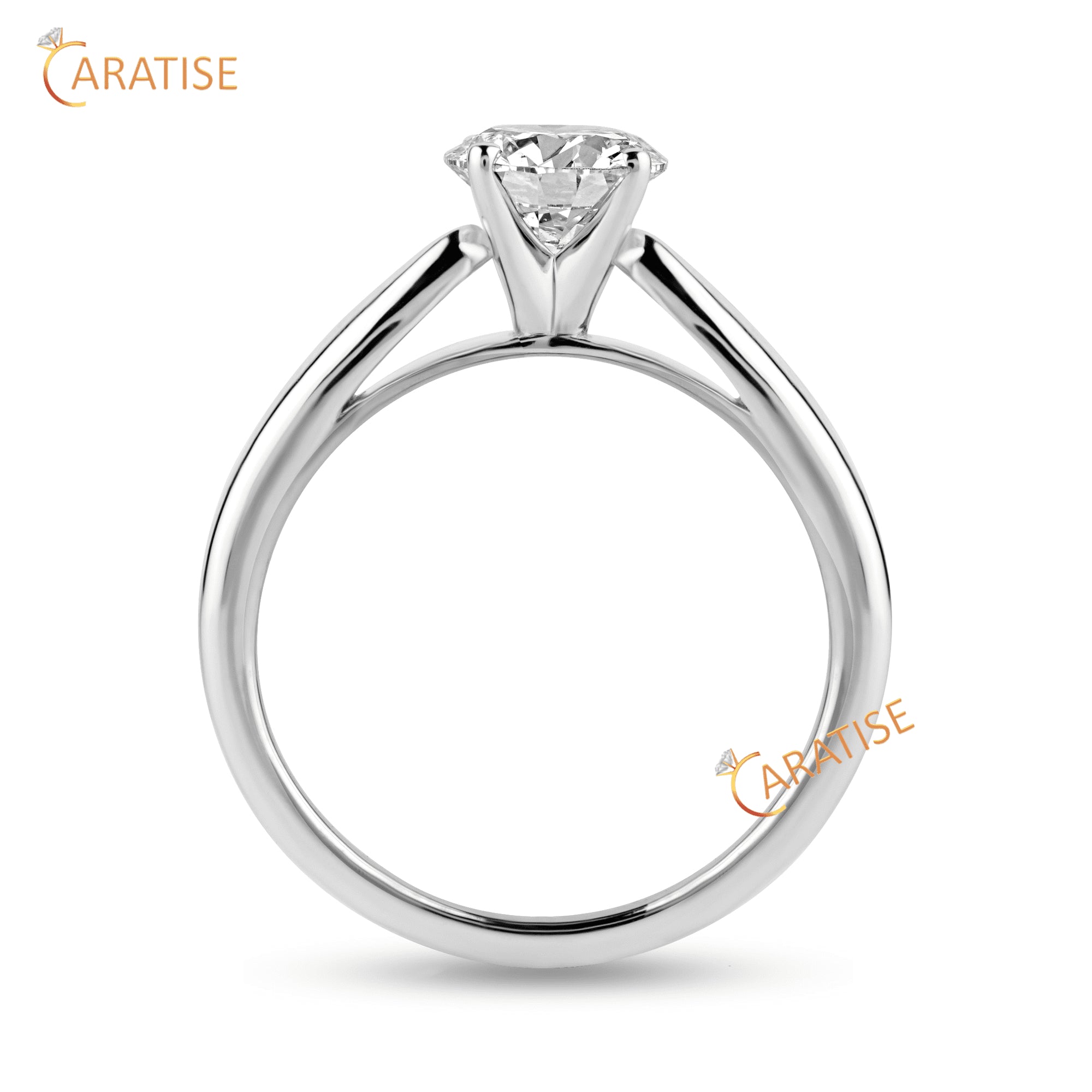 0.70 TDW Round Cut Diamond Solitaire Ring 925 Silver