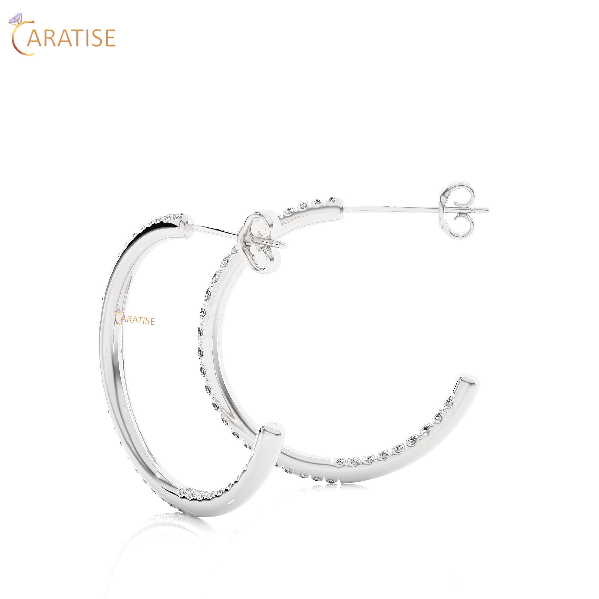 0.38 TDW Round Cut Moissanite Diamond Hoop Earring 925 Silver