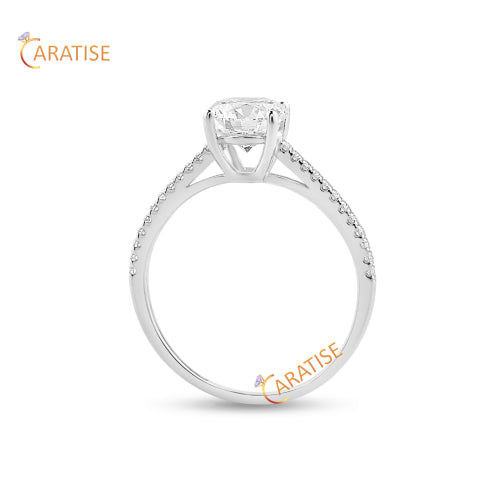 1.396 TDW Round Cut Pave Setting Moissanite Diamond Engagement Ring 925 Silver