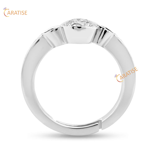 0.97 TDW Round Cut Moissanite Diamond Solitaire Ring 925 Silver