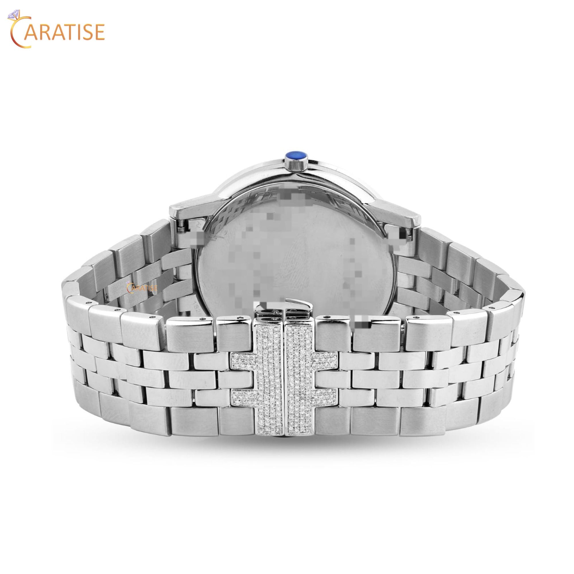 2.05 TDW Round Cut Moissanite Diamond Watch Stainless Steel