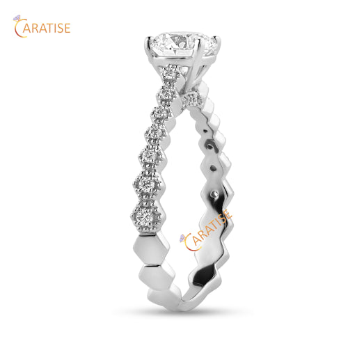 1.08 TDW Round Cut Moissanite Diamond Engagement Ring 925 Silver