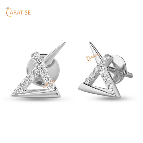 0.216 TDW Round Cut Diamond Earring 925 Silver