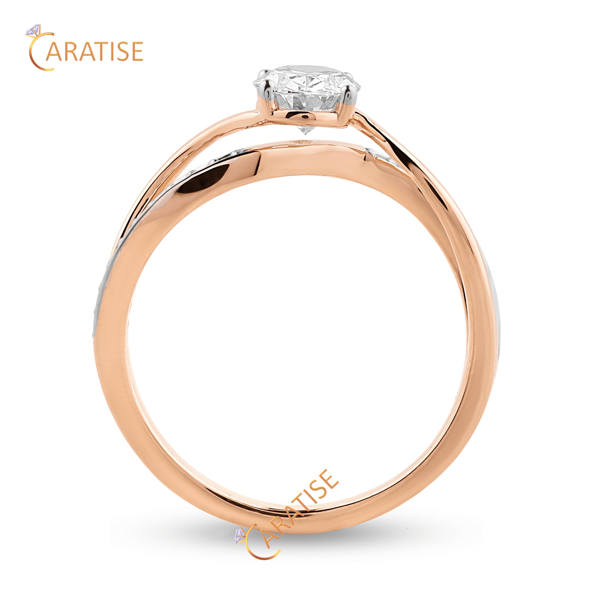 0.85 TDW Oval & Round Cut Diamond Enagement Ring 925 Silver