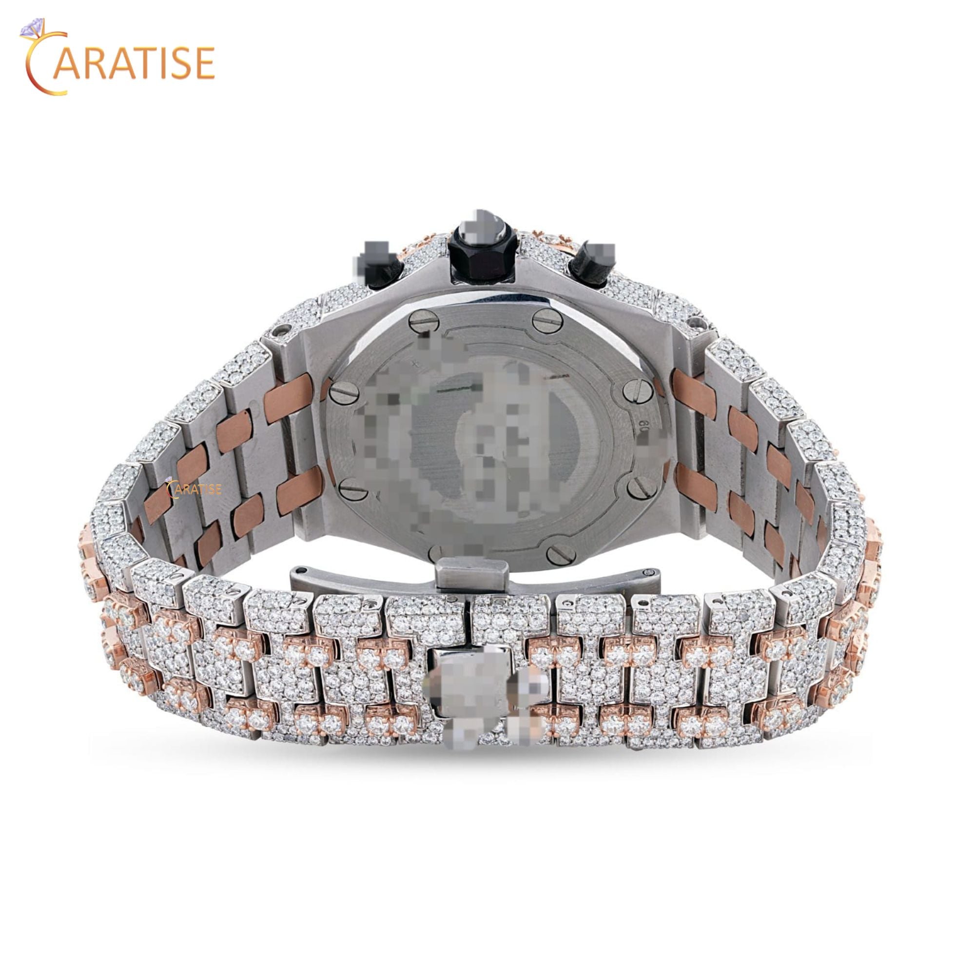 21.82 TDW Round Cut Moissanite Diamond Watch Stainless Steel