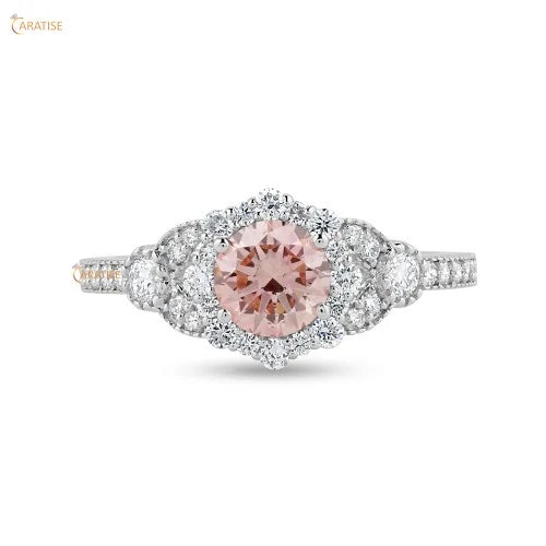 1.27 TDW Round Diamond Engagement Ring 925 Silver