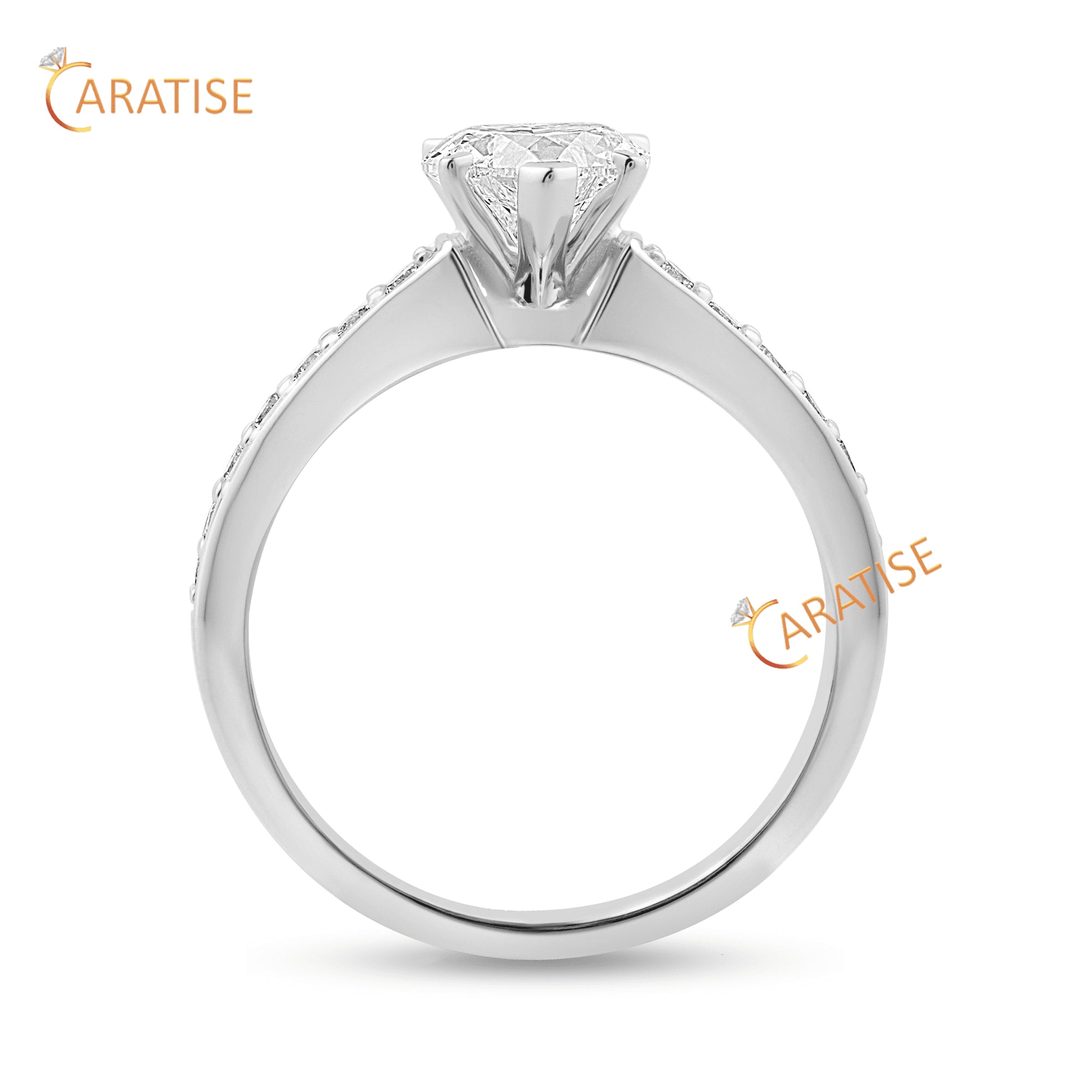 1.568 TDW Heart & Round Cut Moissanite Diamond Engagement Ring 925 Silver