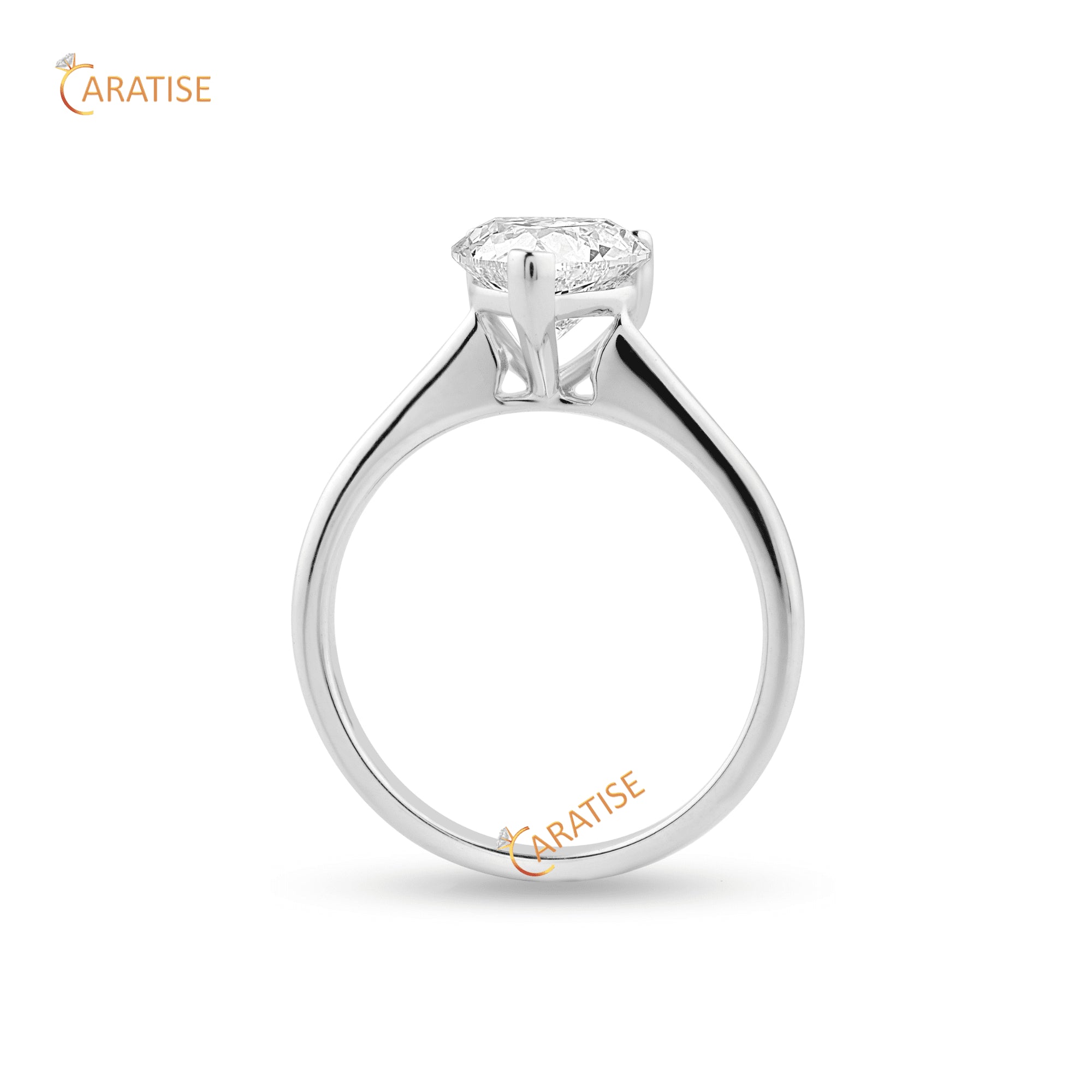 1.70 TDW Heart Cut Diamond Solitaire Ring 925 Silver