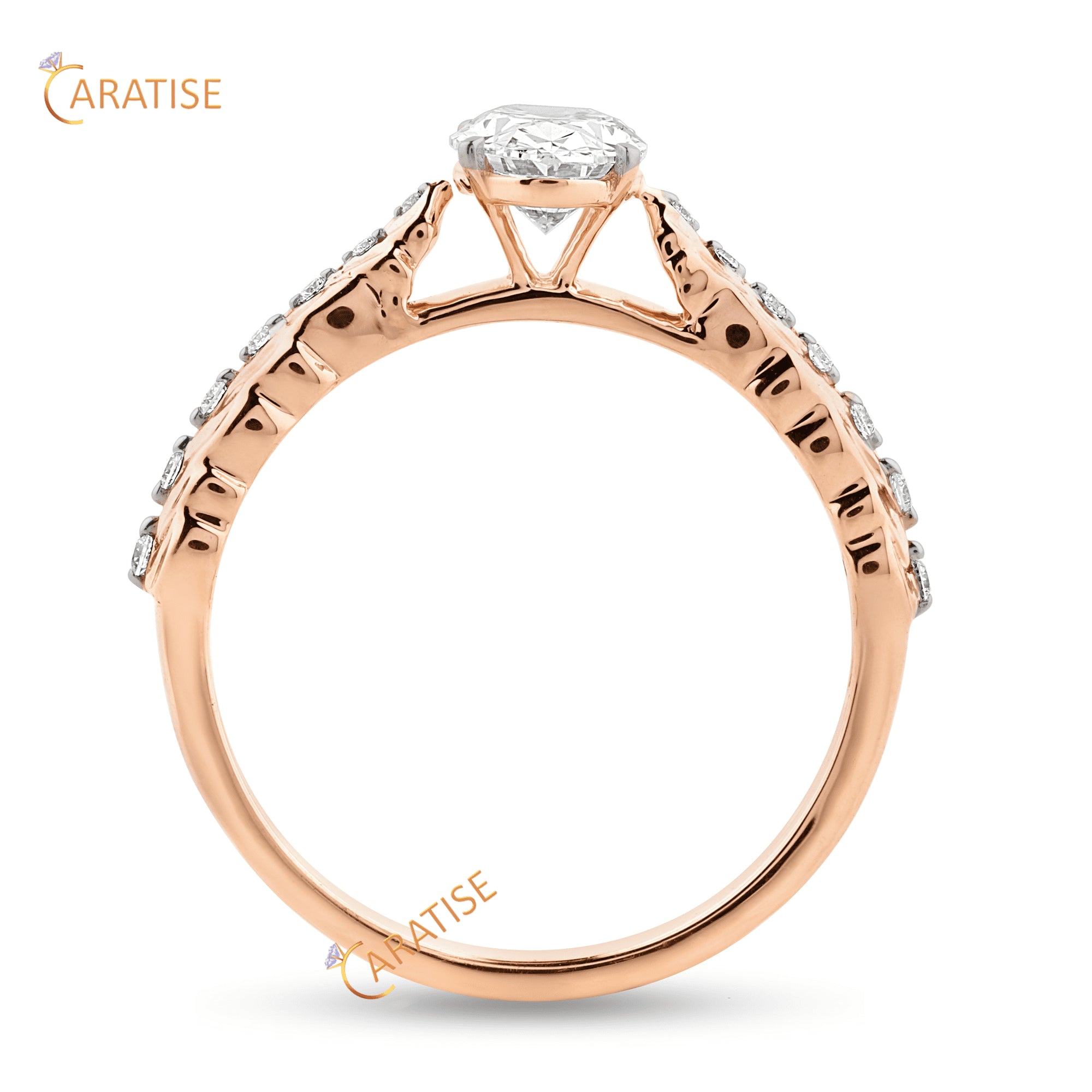 1.078 TDW Oval & Round Cut Diamond Engagment Ring 925 Silver