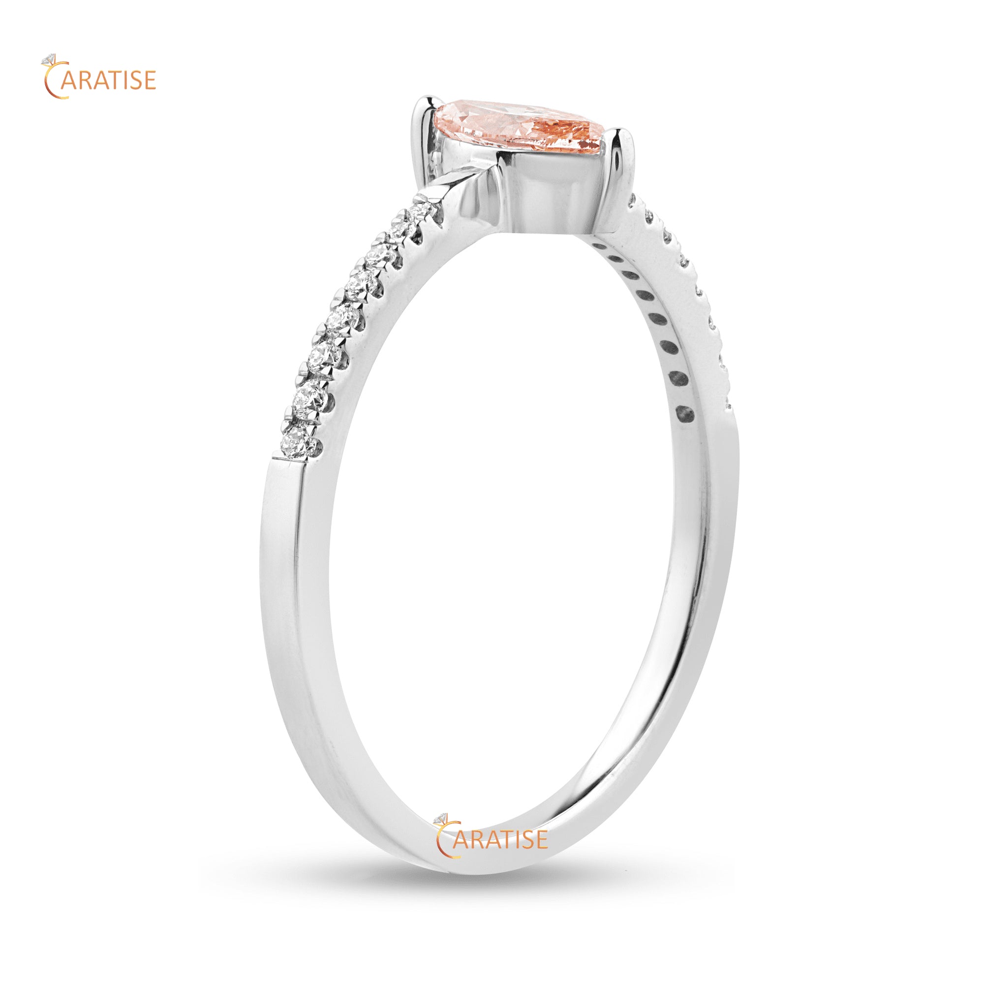 0.352 TDW F.P.Marquies And Round Cut Moissanite Diamond Engagement Ring 925 Silver