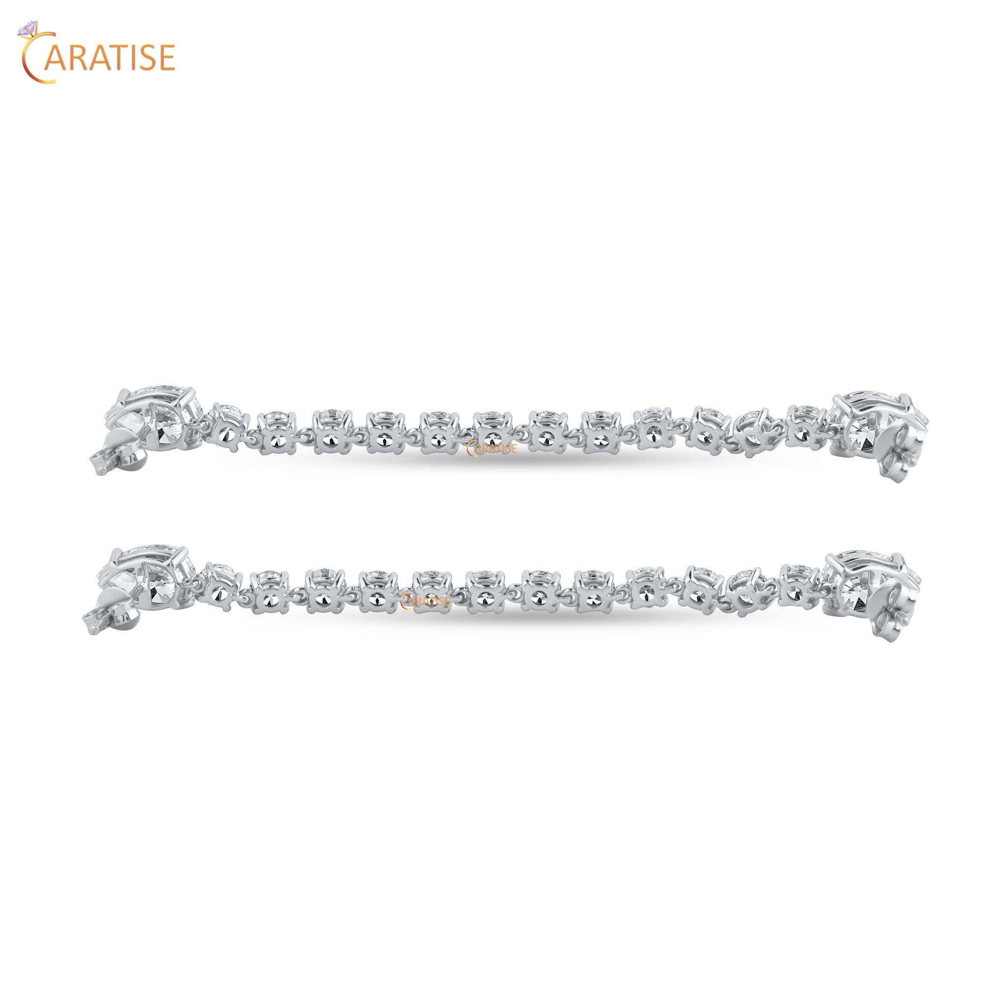 11.62 TDW Round & Pear Cut Moissanite Diamond Earring 925 Silver