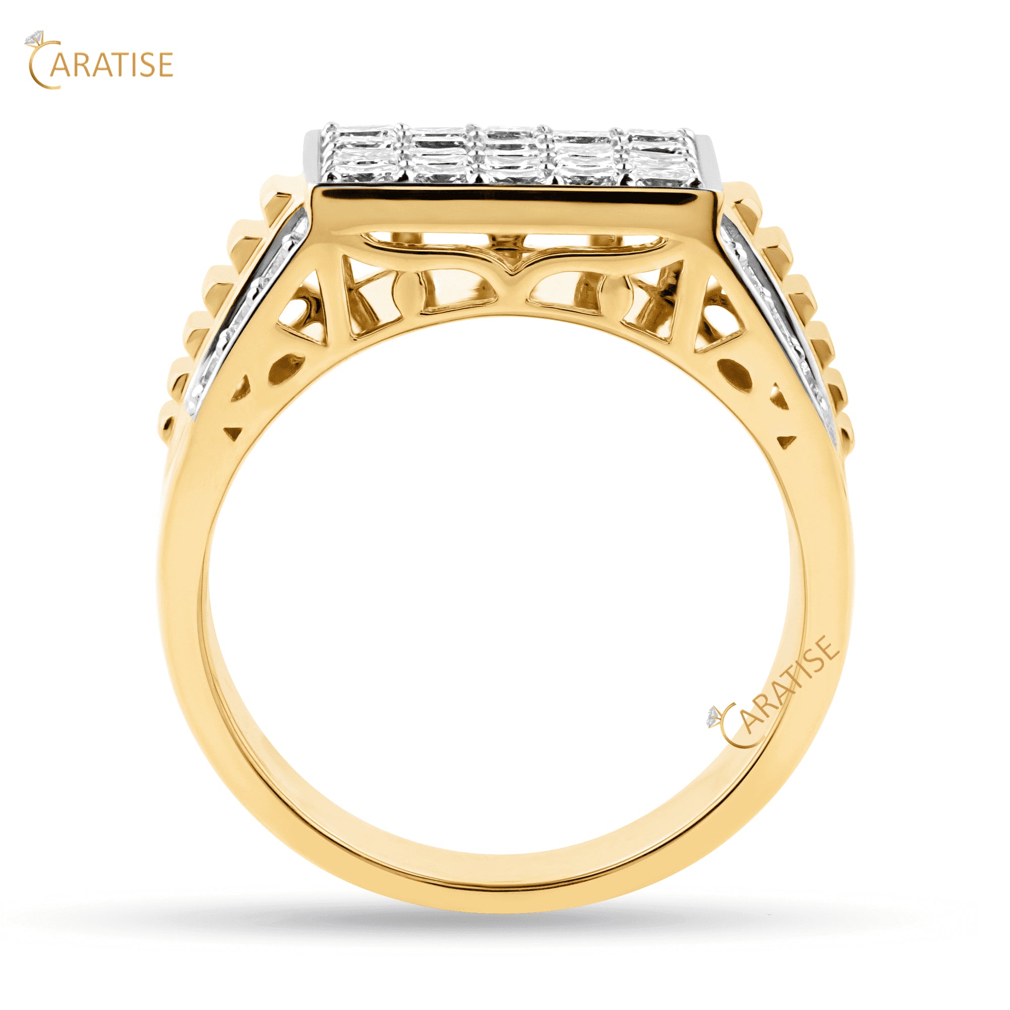 2.37 TDW Princess & Round Cut Diamond Engagement Ring 925 Silver