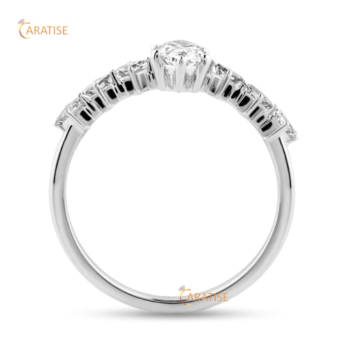 0.77 TDW Marquise & Carre Cut Moissanite Diamond Engagement Ring 925 Silver