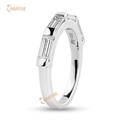 2.00 TDW Baguette Cut Moissanite Eternity Band Ring 925 Silver