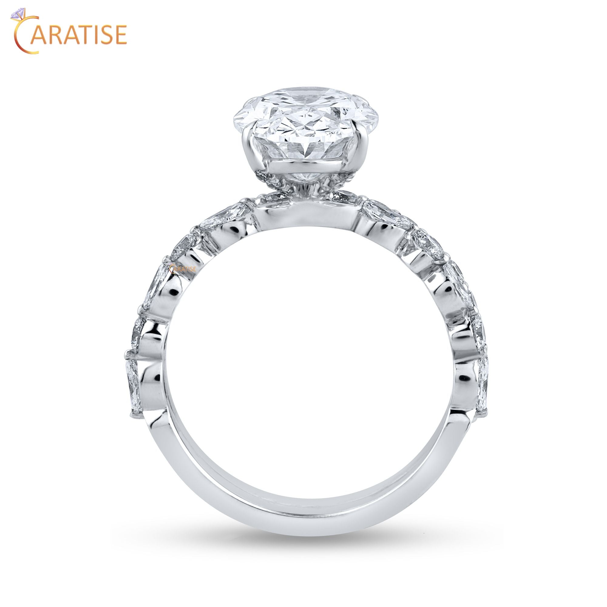 3.20 TDW Oval,Marquise & Round Cut Moissanite Diamond Ring | 925 Silver