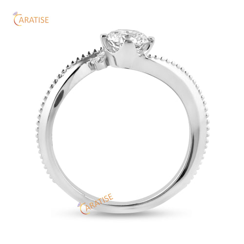 0.71 TDW Round Cut Women's Moissanite Diamond Three Stone Ring 925 Silver