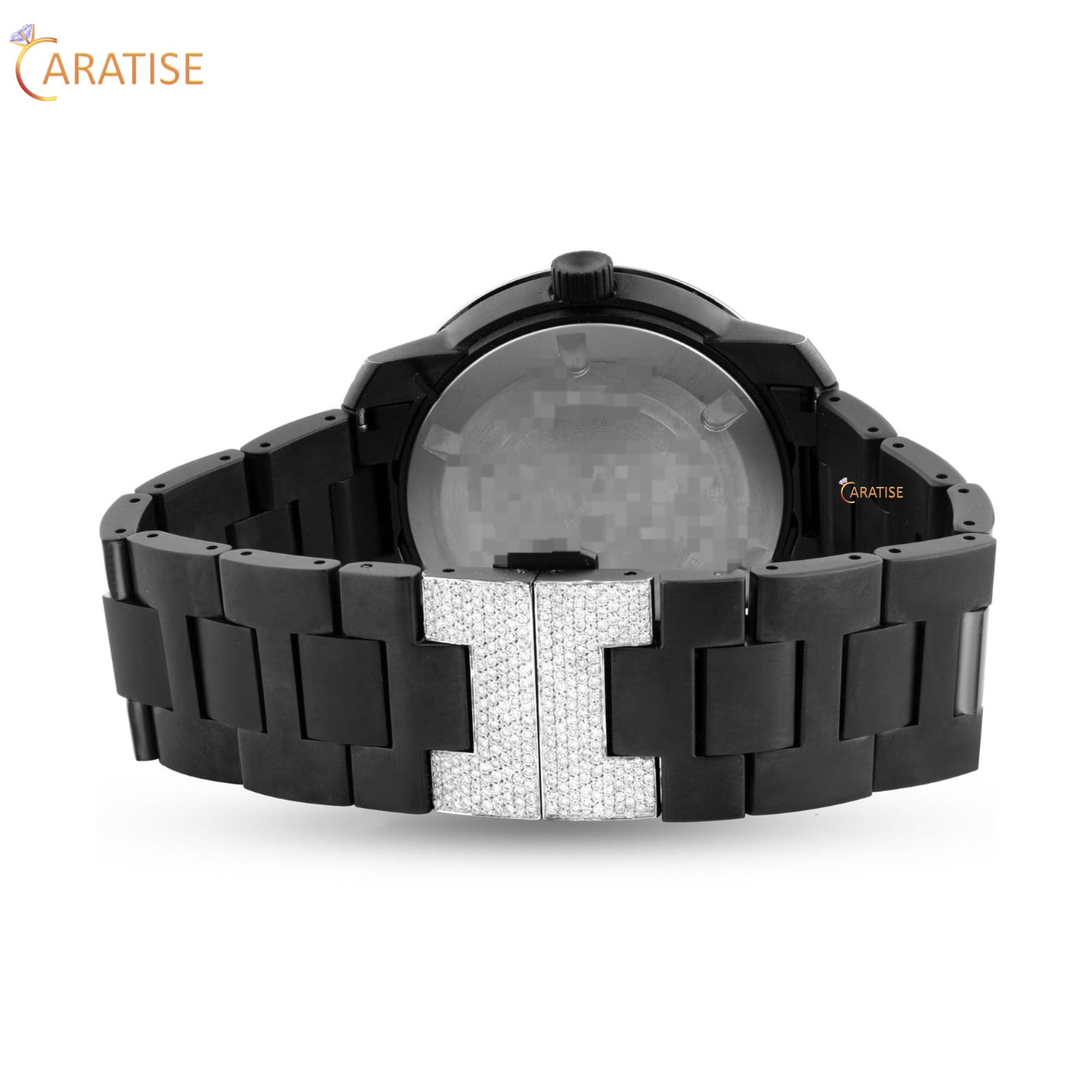 2.12 TDW Round Cut Moissanite Diamond Watch Stainless Steel
