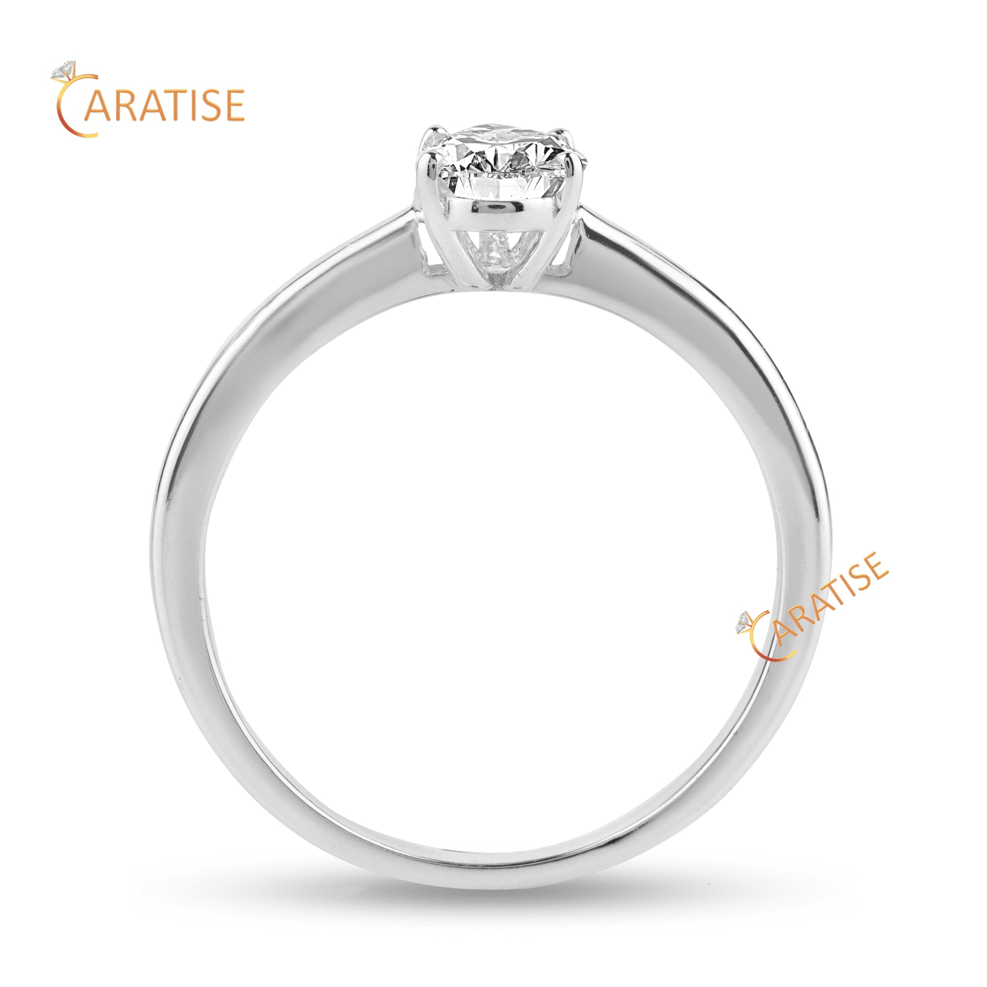 0.87 TDW Pear Cut Diamond Solitaire Ring 925 Silver