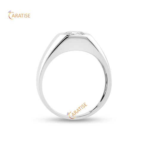 1.25 TDW Round Cut Men's Moissanite Diamond Solitaire Band 925 Silver