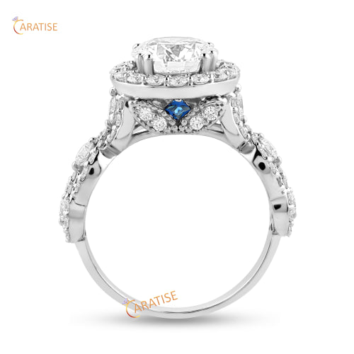 3.26 TDW Round Cut Diamond Engagement Ring 925 Silver