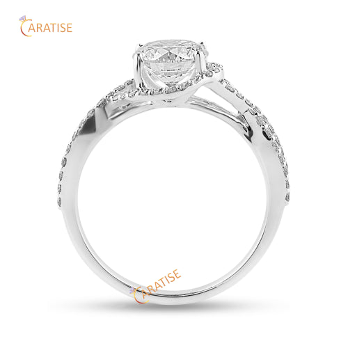1.19 TDW Round Cut Moissanite Diamond Halo Ring 925 Silver