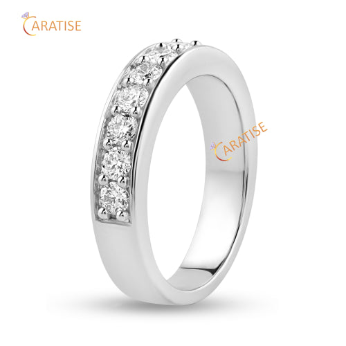 0.79 TDW Round Cut Moissanite Diamond Eternity Band Ring 925 Silver