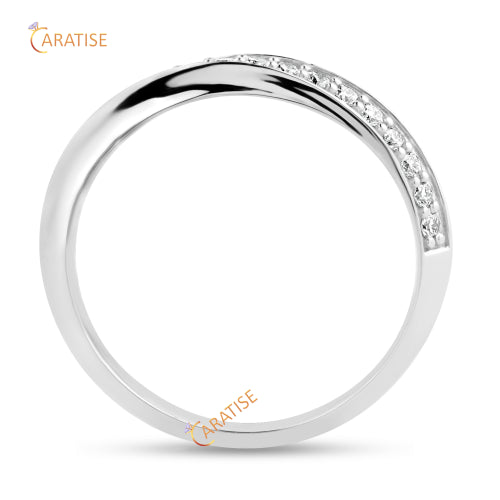 0.18 TDW Round Cut Moissanite Diamond Band Ring 925 Silver