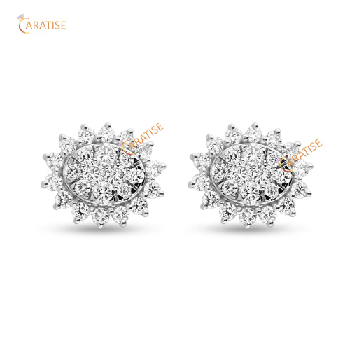 0.871 TDW Round Brilliant Cut Diamond Pendant & Earring With Chain 925 Silver