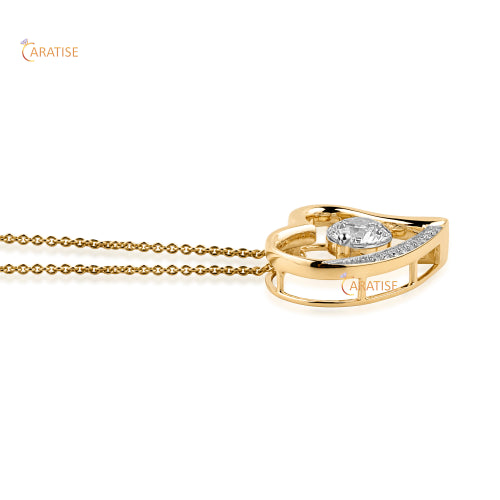 1.08 TDW Round Cut Diamond Heart Pendant With Chain 925 Silver