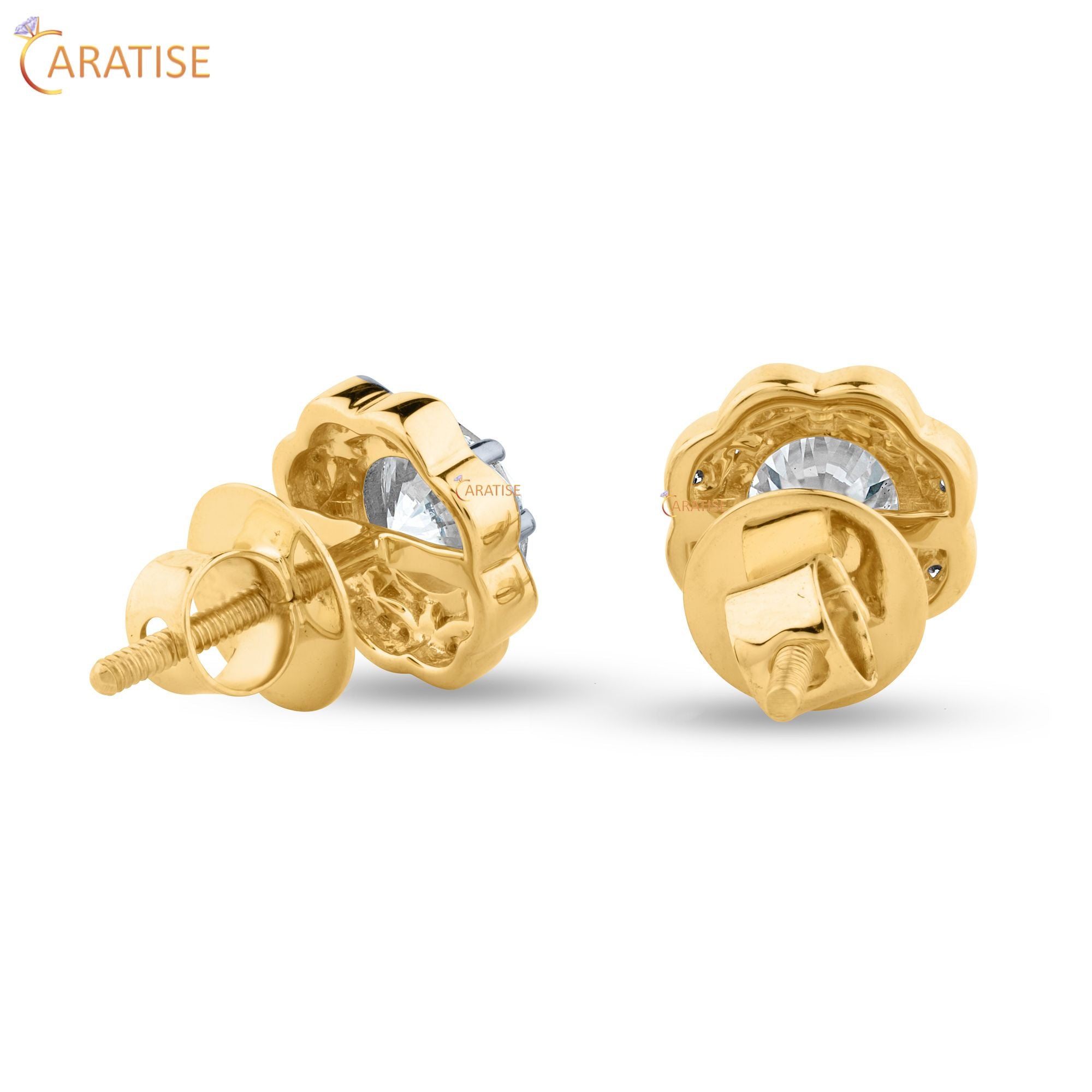 1.54 TDW Round Cut Diamond Earring 925 Silver