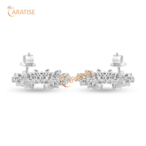 5.66 TDW Pear & Marquise Cut Diamond Earring 925 Silver