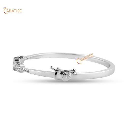 0.839 TDW Round Cut Diamond Bangle Bracelet 925 Silver