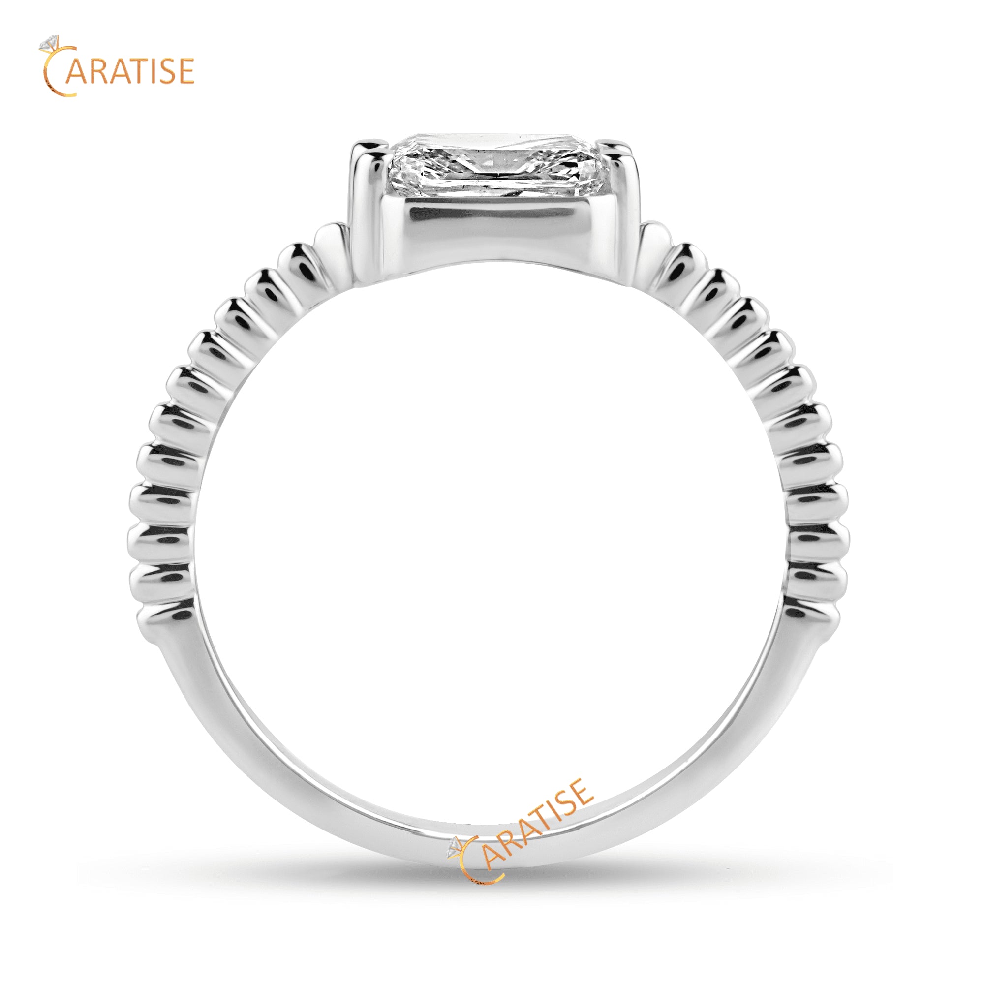 0.93 TDW Radiant Cut Moissanite Diamond Solitaire Ring 925 Silver