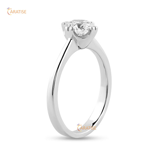 0.92 TDW Round Cut Moissanite Diamond Solitaire Ring 925 Silver