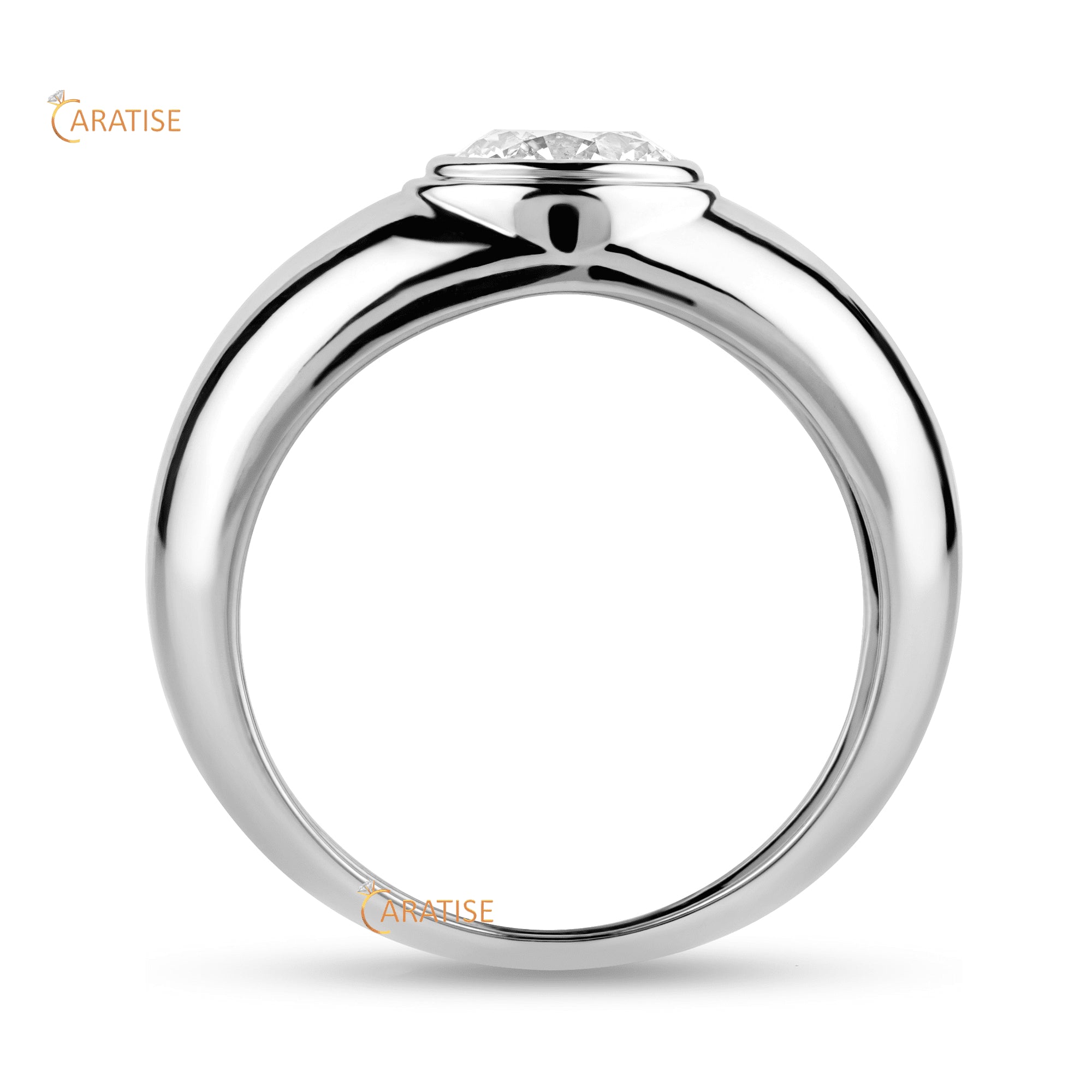 1.47 TDW Round Cut Diamond Solitaire Ring 925 Silver