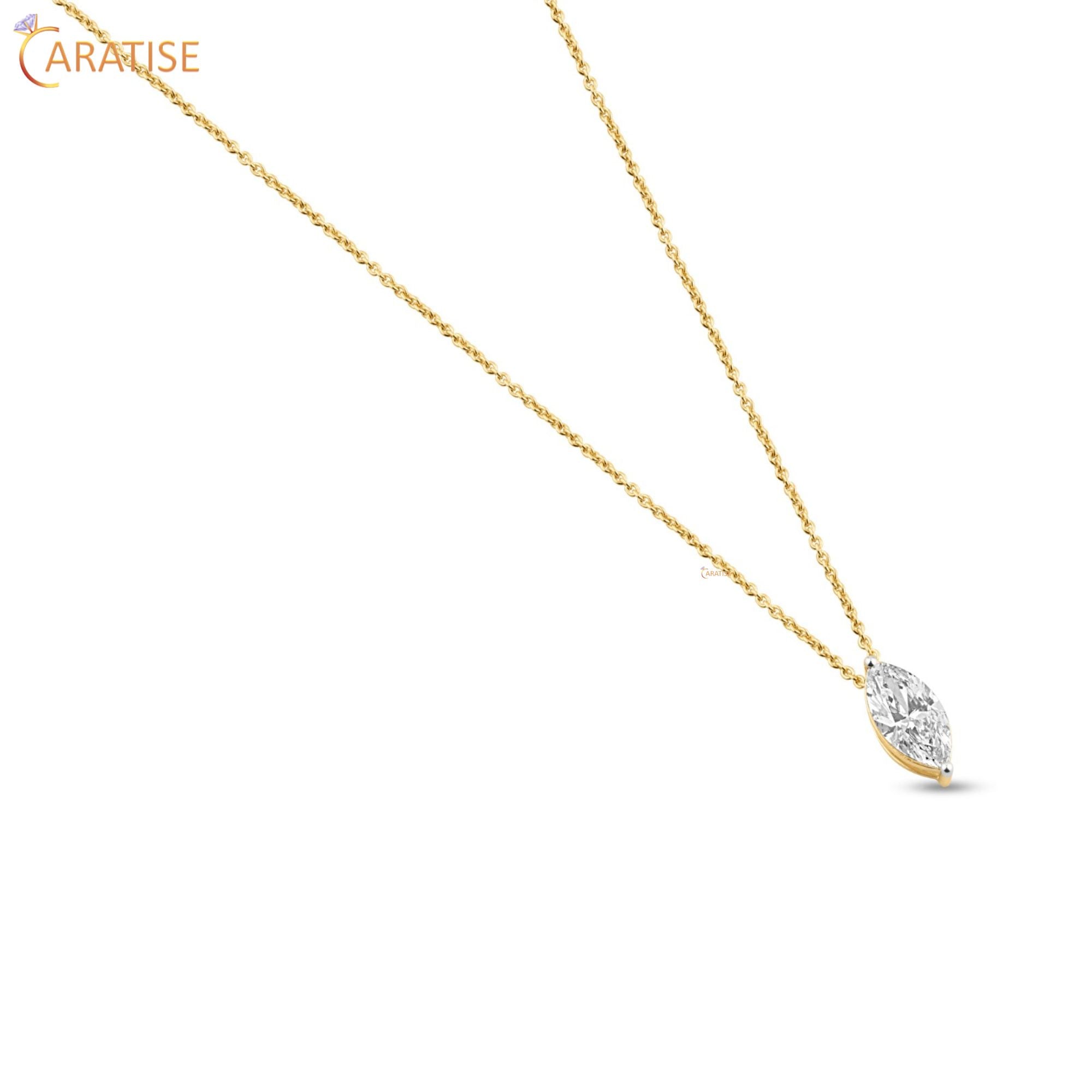 1.02 TDW Marquise Cut Diamond Pendant 925 Silver
