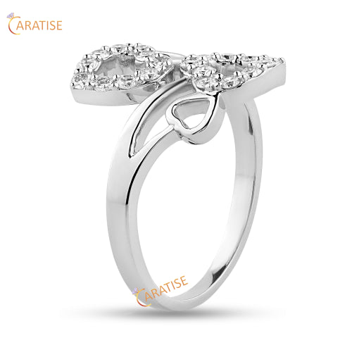 0.37 TDW Round Cut Moissanite Diamond Ring 925 Silver