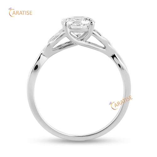 0.95 TDW Round Cut Moissanite Diamond Solitaire Ring 925 Silver
