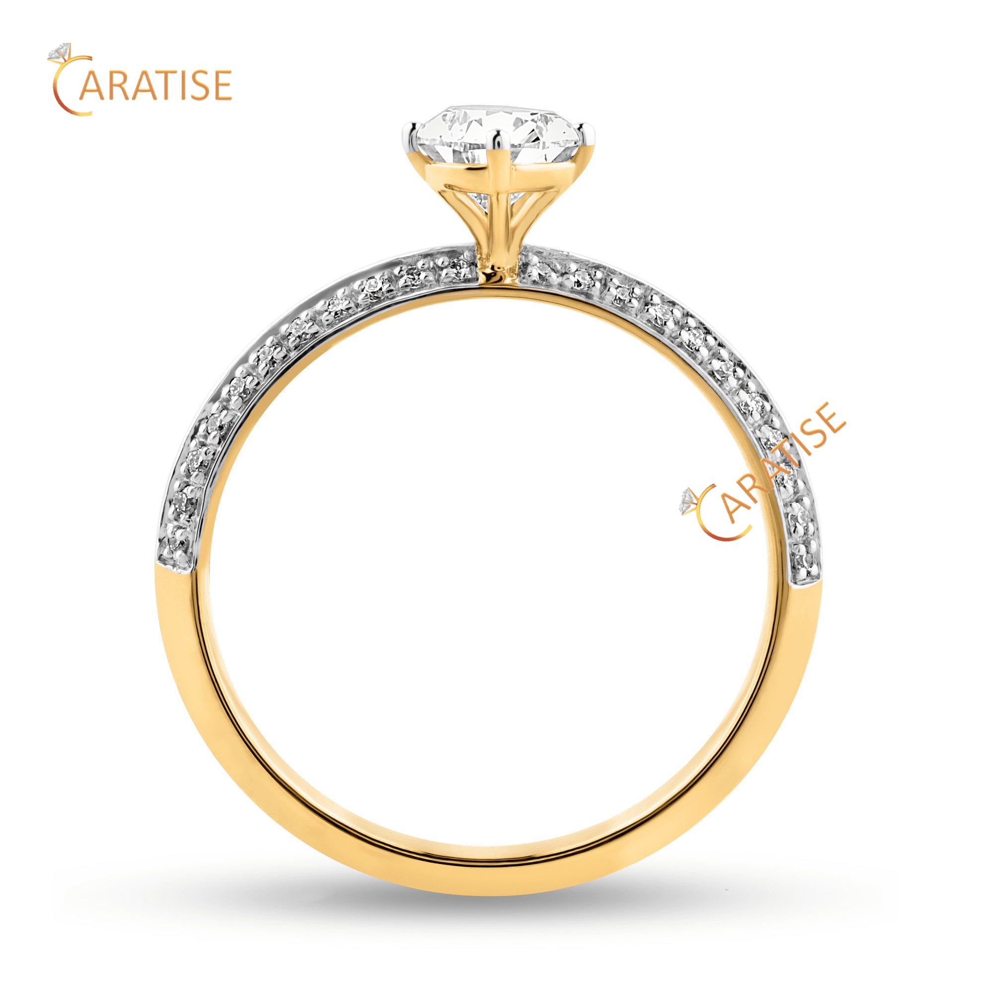 0.96 TDW Pear & Round Cut Diamond Engagement Ring 925 Silver