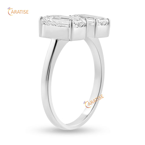 2.57 TDW Stunning Emerald Cut  Moissanite Diamond Engagement Rings 925 Silver