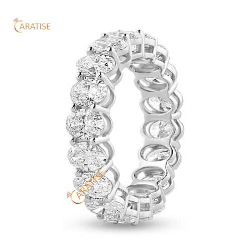 3.60 TDW Oval Cut Diamond Eternity Band 925 Silver