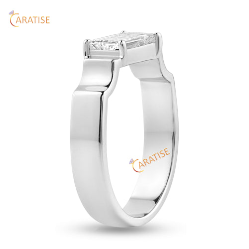 0.60 TDW Baguette Cut Diamond Solitaire Ring 925 Silver