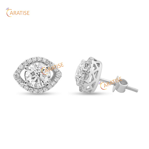 2.54 TDW Round Cut Diamond Earring 925 Silver