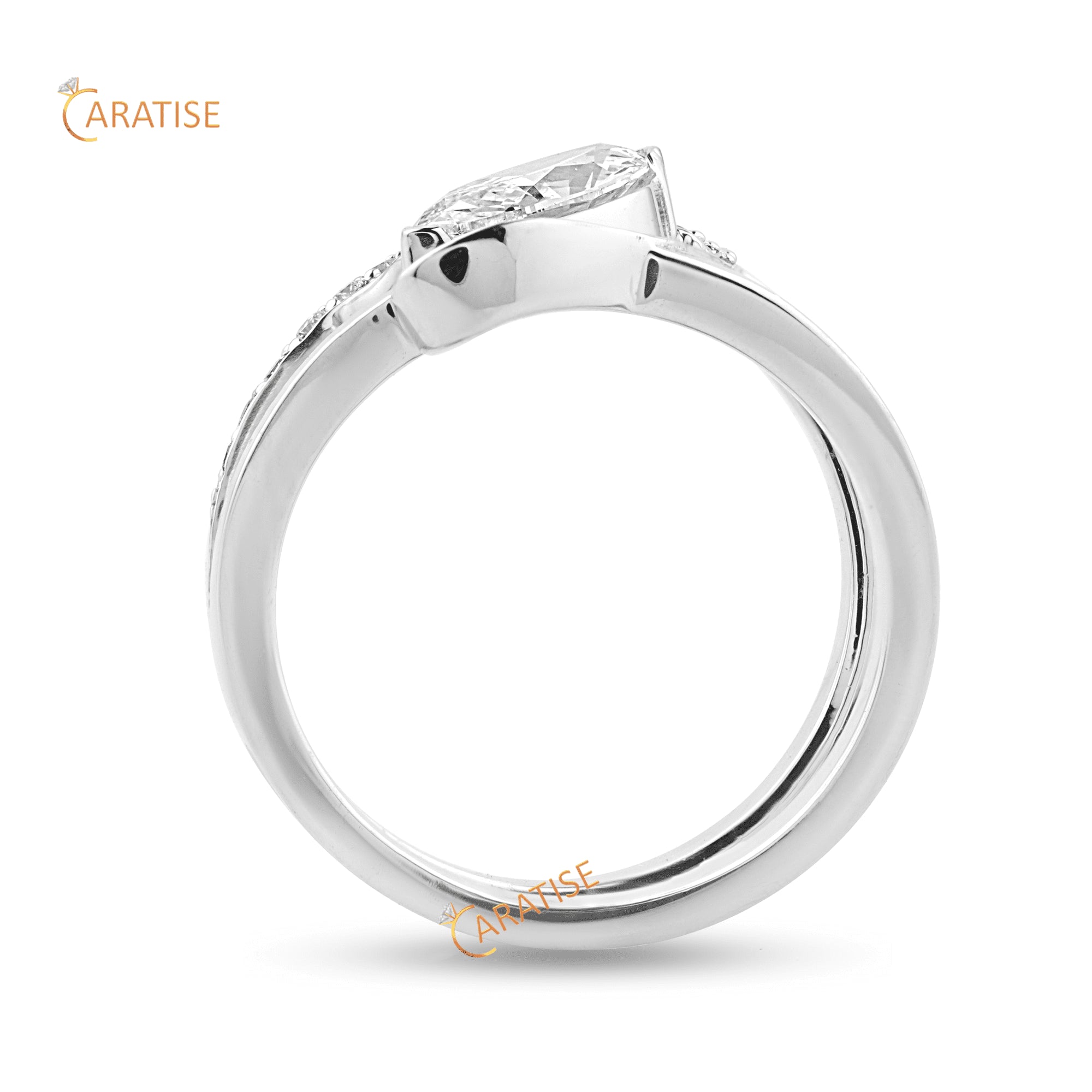 0.93 TDW Marquies & Round Cut Diamond Engagement Ring 925 Silver