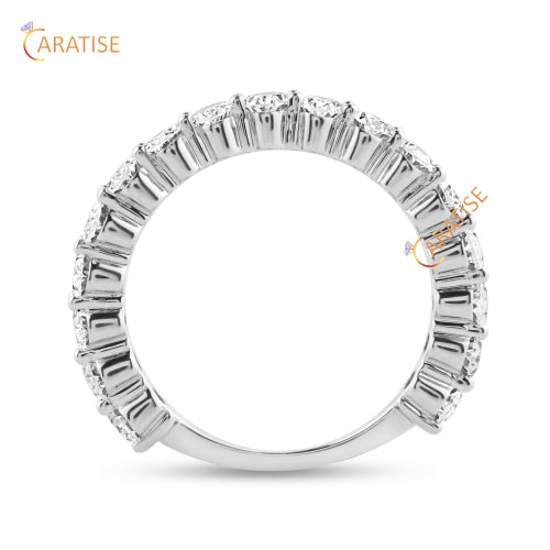 1.92 TDW Oval Cut Diamond Eternity Band Ring 925 Silver