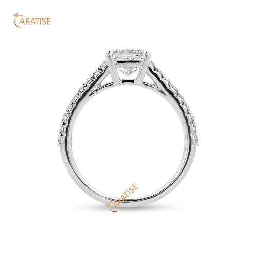 1.18 TDW Princess & Round Cut Moissanite Diamond Engagement Ring 925 Silver