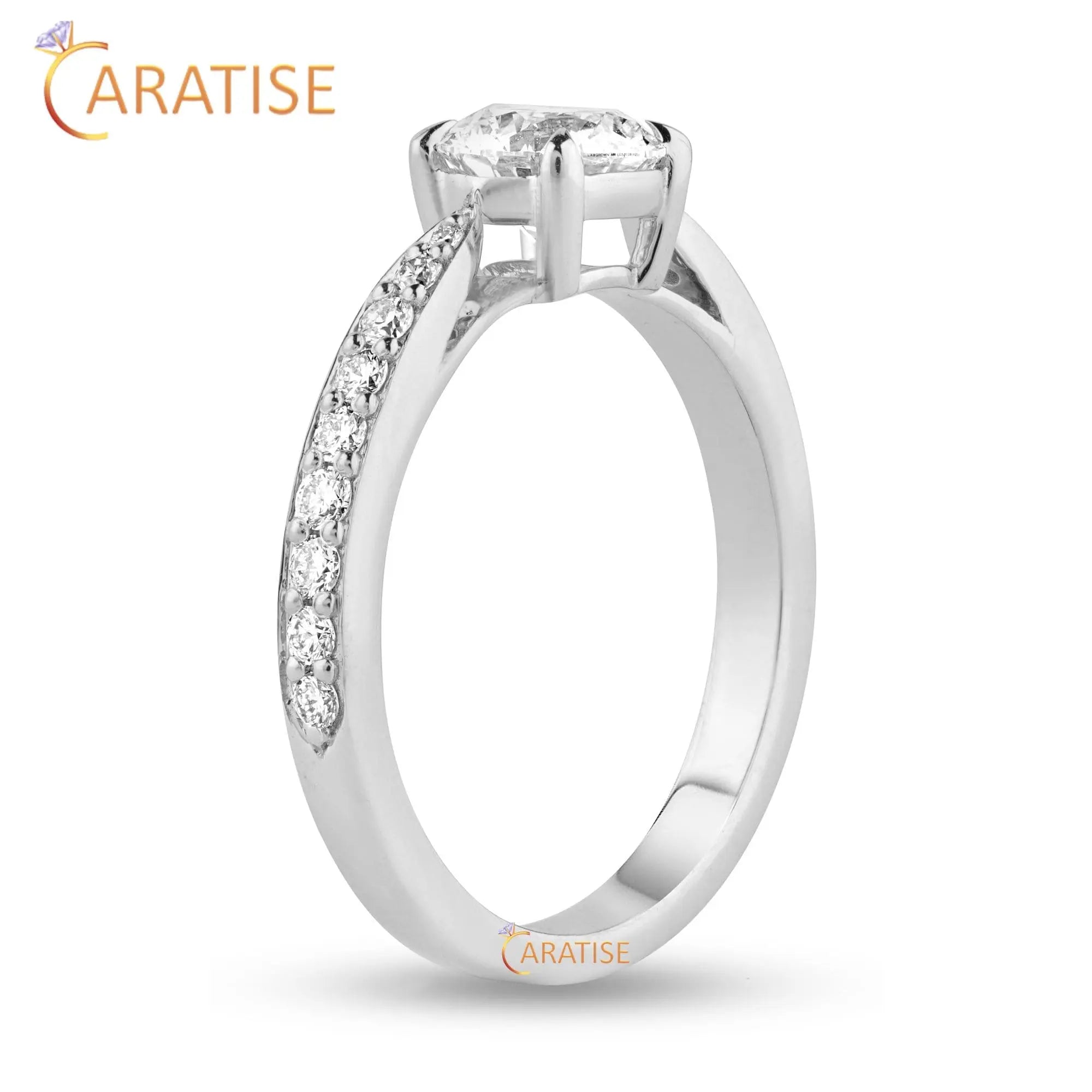 0.92 TDW Round Cut Diamond Engagement Ring 925 Silver