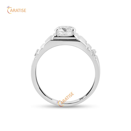 1.35 TDW Round Cut Men's Moissanite Diamond Ring 925 Silver